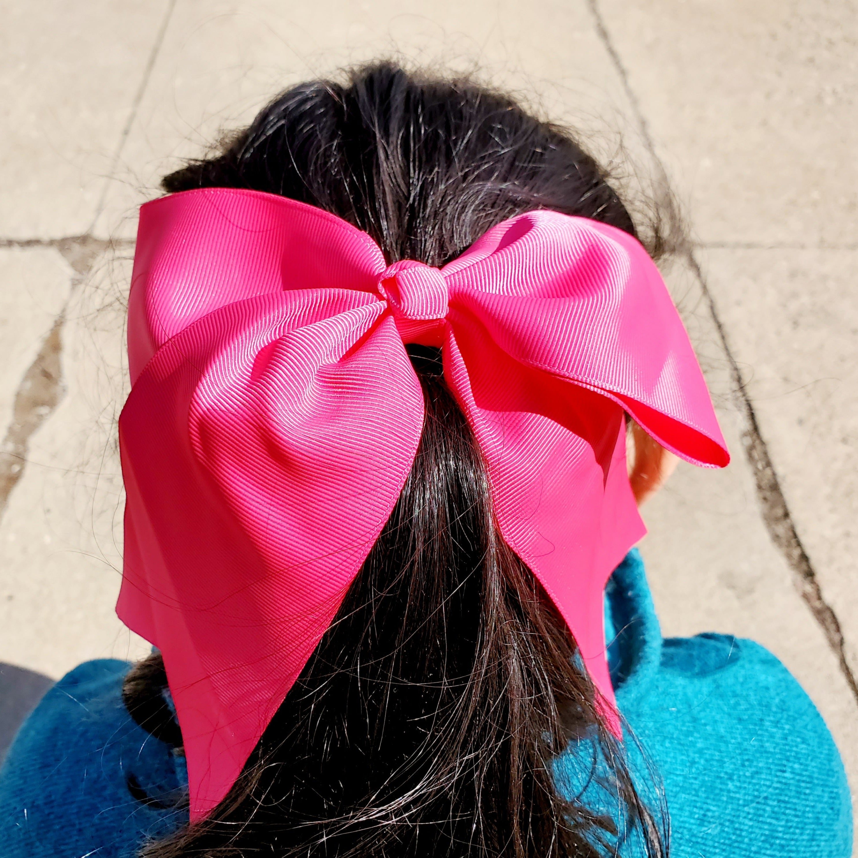 Cheer Hot Pink  Bow for Girls 7"
