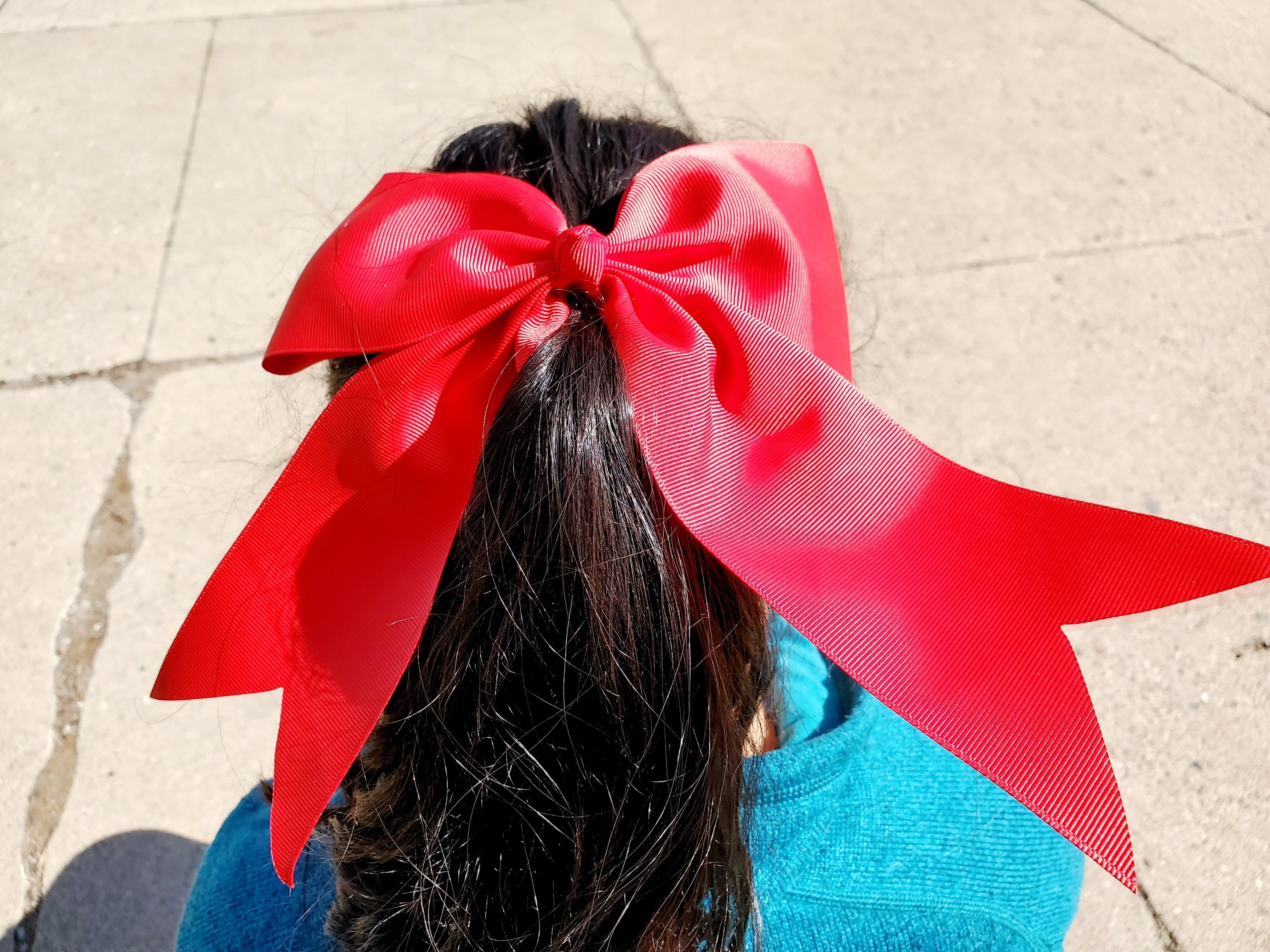 Cheer Red Bow for Girls 7"