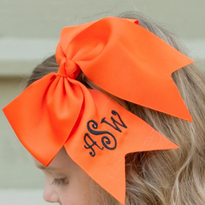 Cheer Monogrammed Hair Bows  for Girls 7"